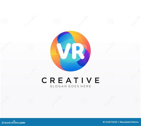 Vr Initial Logo With Colorful Circle Template Vector Stock Vector