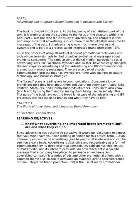 solutions Manual/Summary: Advertising and Integrated Brand Promotion, O