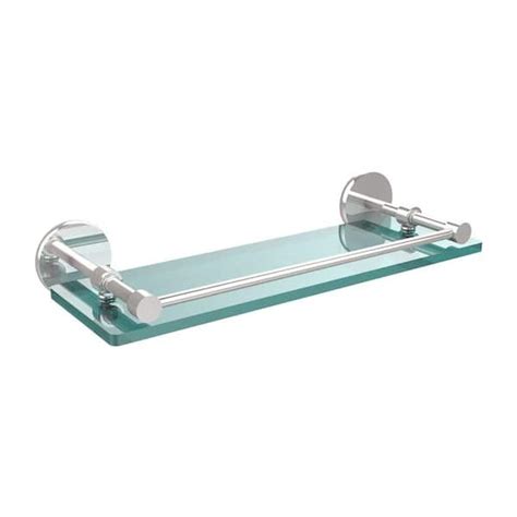 Allied Brass 16 In L X 3 In H X 5 In W Clear Glass Bathroom Shelf With Gallery Rail In