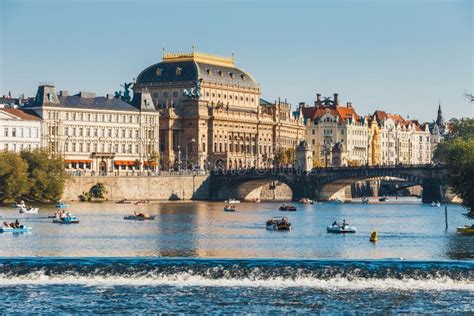 Bulwar Vltava Rzeka W Praga Kapitał Republika Czech Obraz Editorial