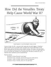 History Work Docx Treaty Of Versailles Mini Q How Did The Versailles