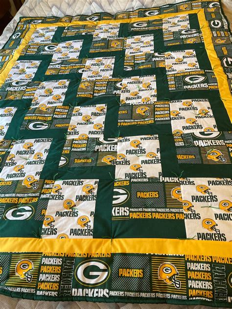 New Packers Quilt Handmade Quilt Crochet Cotton Tied Comforter Modern Quilt Team Blanket