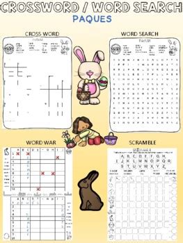 Easter Pâques FRENCH crossword and word puzzle worksheets by Vari