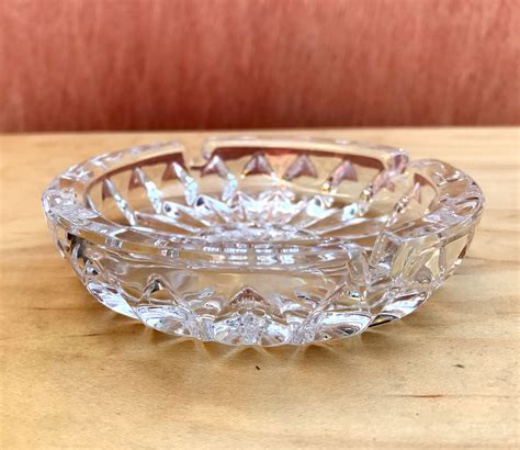 Vintage Glass Ashtray Clear Glass Crystal Cut Ashtray Glass Etsy