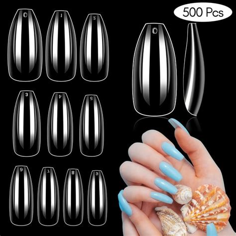 Makartt Coffin Clear Ballerina Tips Full Cover Acrylic False Nails 10 Sizes For Nail Salons