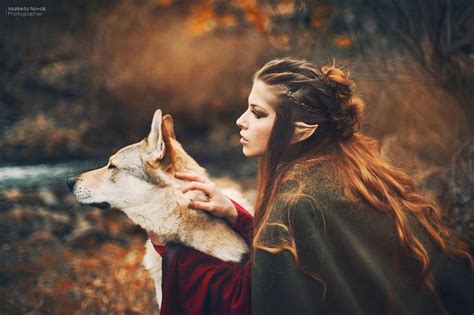 Elf Woman With Her Wolf Wolves And Women Fantasy Photography Elf