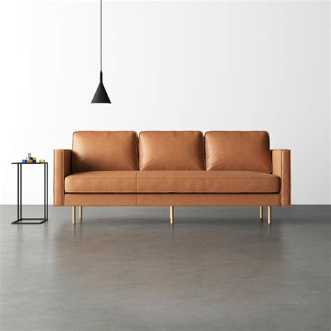 Camel Leather Sofa - Foter