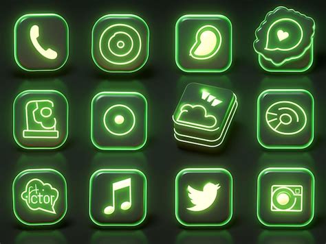 Premium Photo Neon Glowing Web And Social Icon Collection Elevate