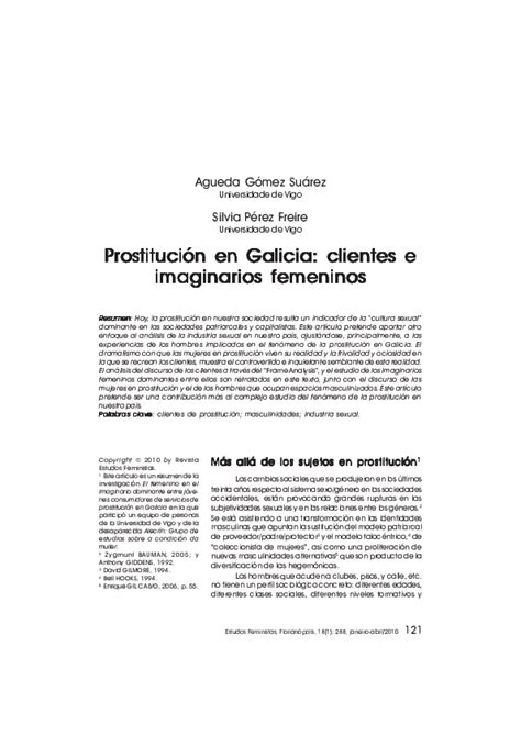 Pdf Prostitución En Galicia Clientes E Imaginarios Femeninos Silvia Pérez Freire