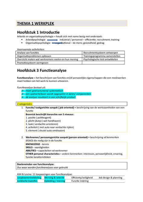 Samenvatting Inleiding In De Arbeids En Organisatiepsychologie THEMA