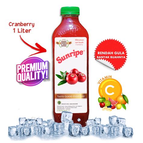 Jual Jus Cranberry Cranberry Juice Sunripe Liter Shopee Indonesia