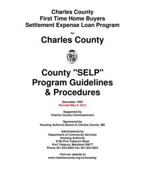 Fillable Online Charlescountymd Settlement Expense Loan Program