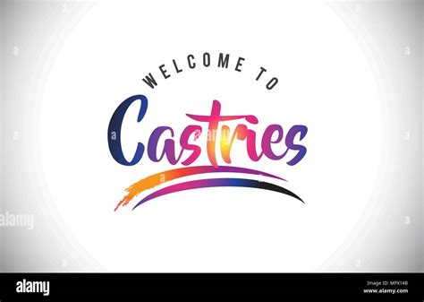 Castries Welcome To Message In Purple Vibrant Modern Colors Vector