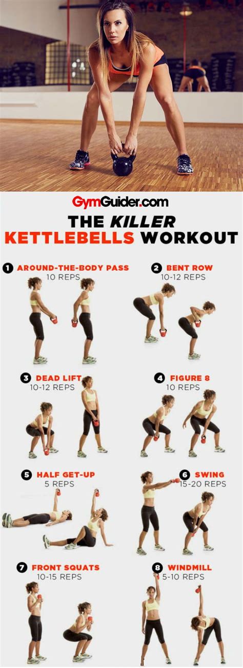 A Woman Doing Kettlebell Workouts In The Middle Of Her Body With