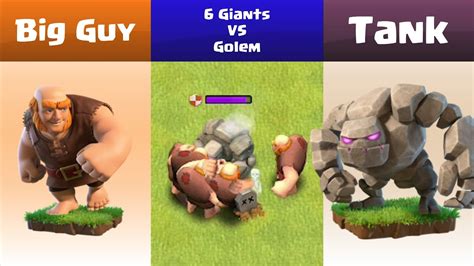 Every Level Giants Vs Every Level Golem Clash Of Clans Youtube