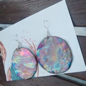 Flame Painted Copper Earrings Flame Coloured Hammered Circle Copper