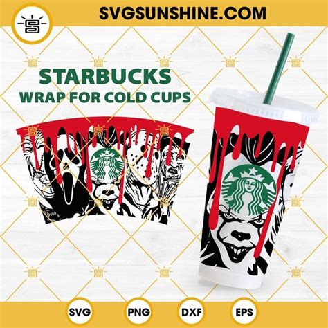 Horror Movie Starbucks Cup Svg Halloween Full Wrap Starbucks Scary