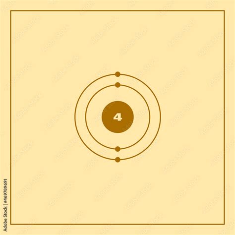 Bohr Model Representation Of The Beryllium Atom Number 4 And Symbol Be Conceptual Vector