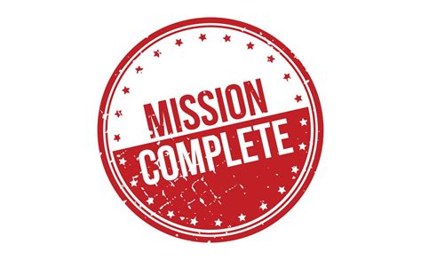 Mission Complete Rubber Stamp Red Mission Complete Rubber Grunge Stamp