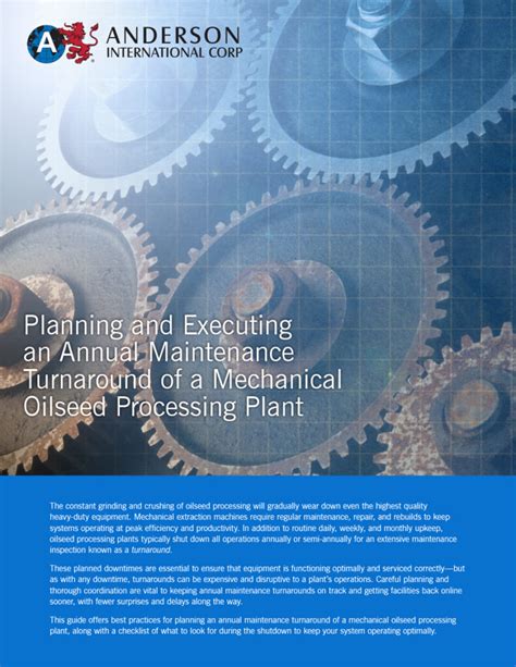 Planning And Executing An Annual Maintenance Turnaround Of A Mechanical