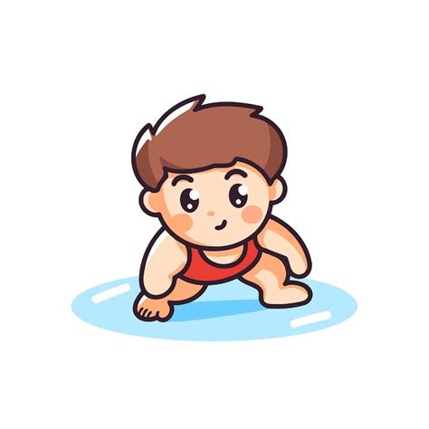 Un Mignon Petit Gar On Nage Dans La Piscine Illustration Vectorielle