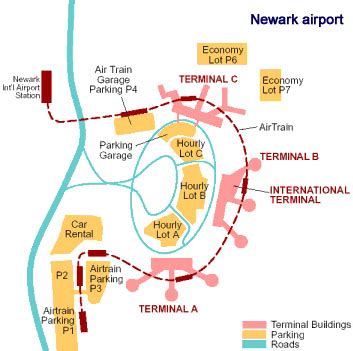 Newark airport Map : Terminal A B and C : EWR NYC