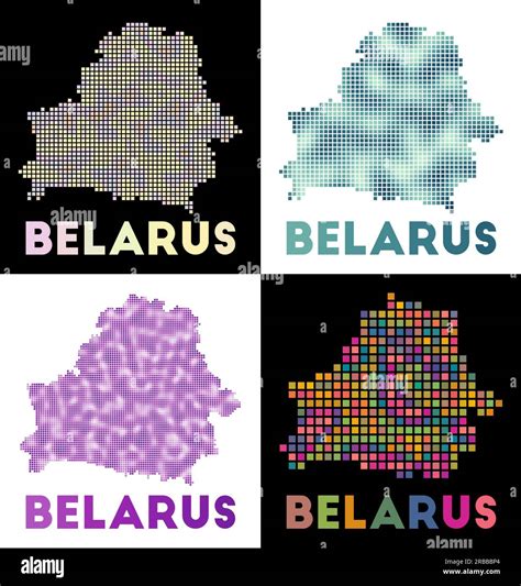 Belarus map. Collection of map of Belarus in dotted style. Borders of the country filled with ...