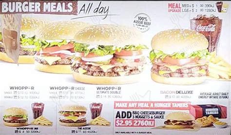 Menu At Hungry Jack S Burgers Fountain Gate Food Court Restaurant