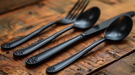 Premium Photo | Modern Black Matte Flatware Image Background