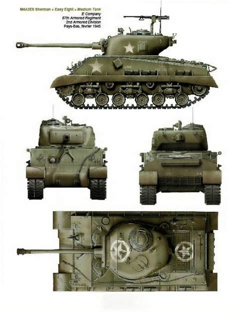 An Army Tank Is Shown In Three Different Views Including The Turrets