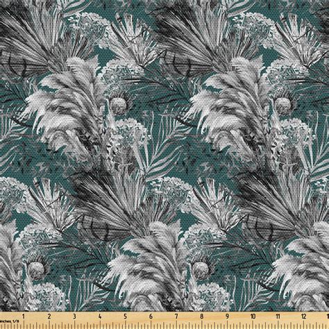 Ambesonne Tropical Fabric By The Yard Proteas Exotic Branches 2 Yards