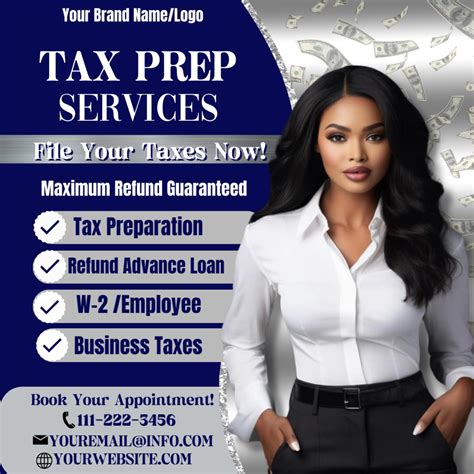 Tax Prep Flyer Tax Preparer Flyer Template Tax Season Flyerdiy Tax Flyer Social Media Post