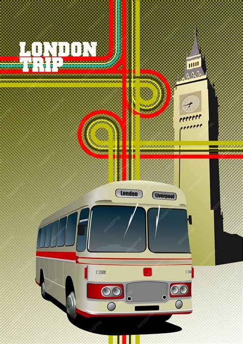 Premium Vector | London trip poster with rarity yellow bus and junction ...