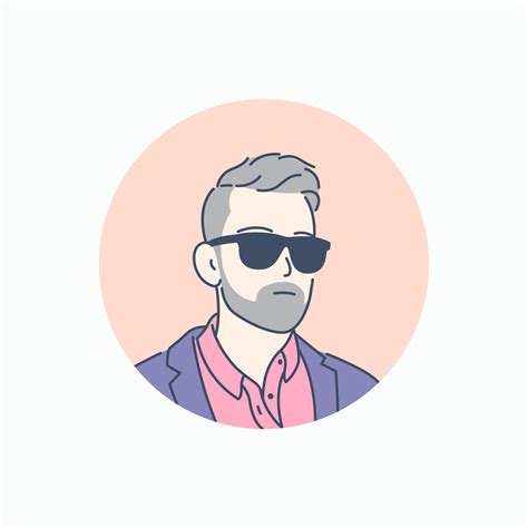 Icon Illustration Of A Man Wearing Sunglasses Hand Drawn Style Vector