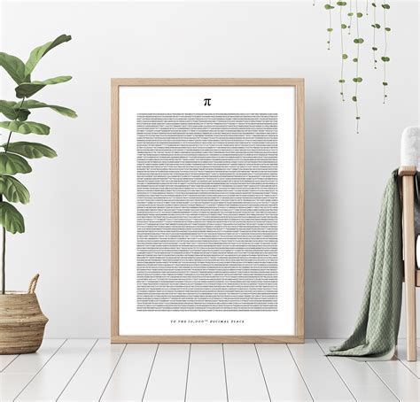 Pi to 10000 Digits, Pi Art Print, Pi to 10,000 Decimal Places, First