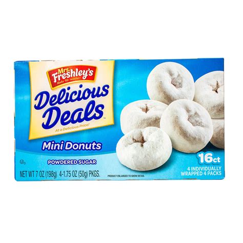 Bulk Mrs Freshleys Powdered Sugar Mini Donuts 16 Ct Boxes Dollar Tree