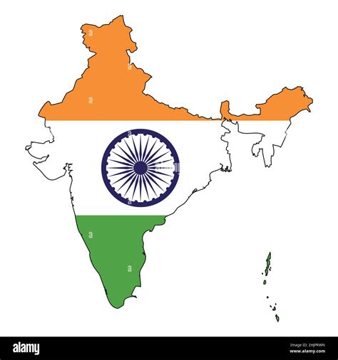 India Map Outline With Flag