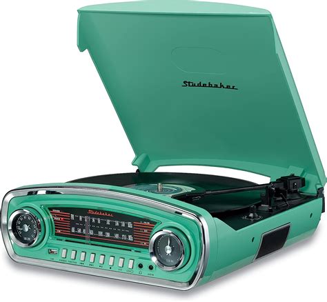 Studebaker 3-Speed Pitch Control Turntable with Bluetooth Receiver AM ...