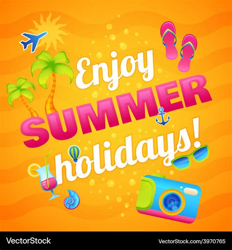 Sommerurlaub Poster Lizenzfreies Vektorbild Vectorstock