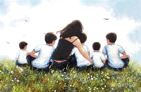 Mother And Five Sons Hugging Painting By Vickie Wade Fine Art America