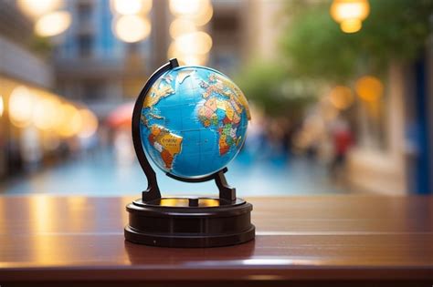 Premium Ai Image Globe On The Bright Blurred Background Closeup Photo