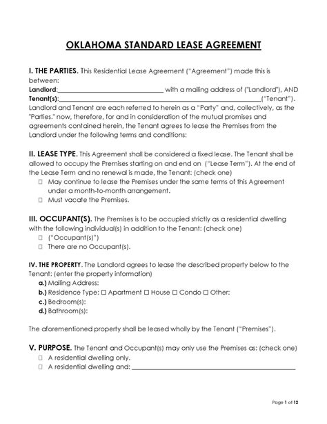 Free Standard Residential Lease Agreement Templates