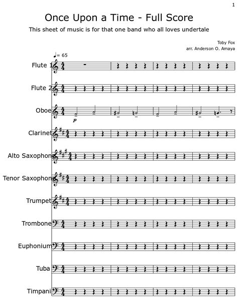 Once Upon A Time Full Score Sheet Music For Flute Oboe Clarinet Alto Saxophone Tenor