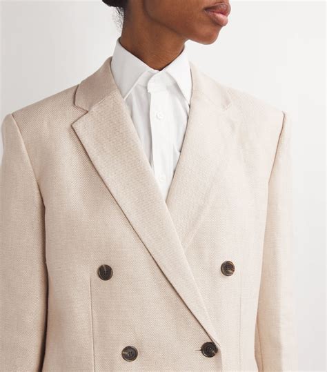 Womens Theory Neutral Linen Double Breasted Blazer Harrods Countrycode