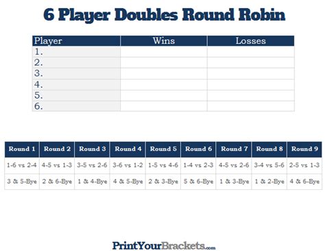 Printable 6 Player Switch Doubles Round Robin Tournament In 2024