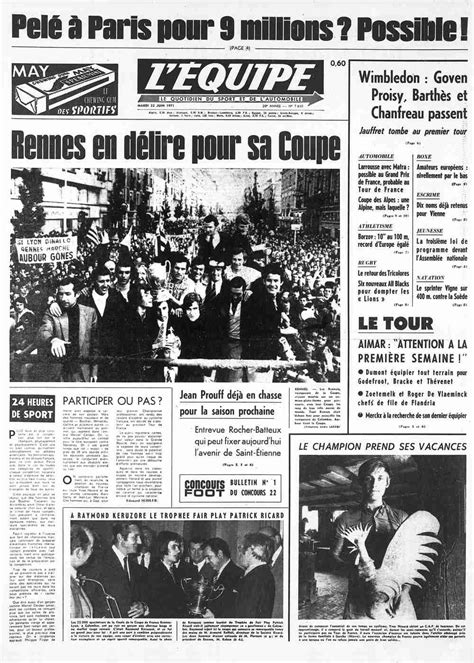 L Équipe Front Page from June 22 1971