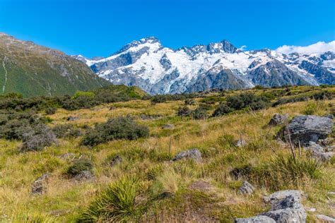 Mount Sefton at Aoraki / Mount Cook National Park in New Zealand Stock ...