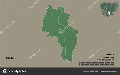 Shape Kandal Province Cambodia Its Capital Isolated Solid Background ...