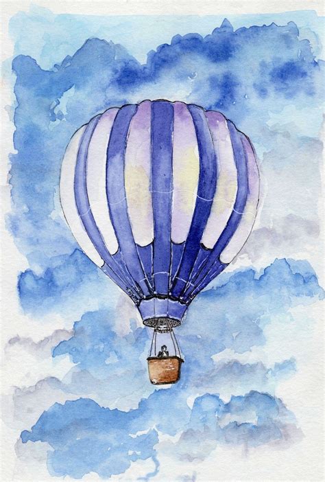 Hot Air Balloon Watercolor Print Of Painting Ubicaciondepersonas Cdmx