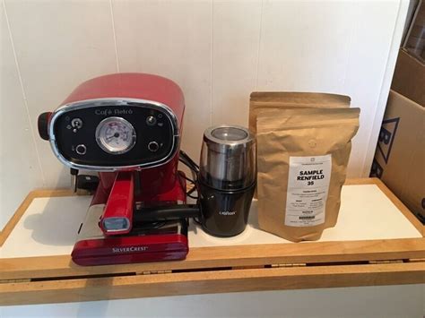 Silvercrest Cafe Retro red espresso coffee machine with bean grinder ...